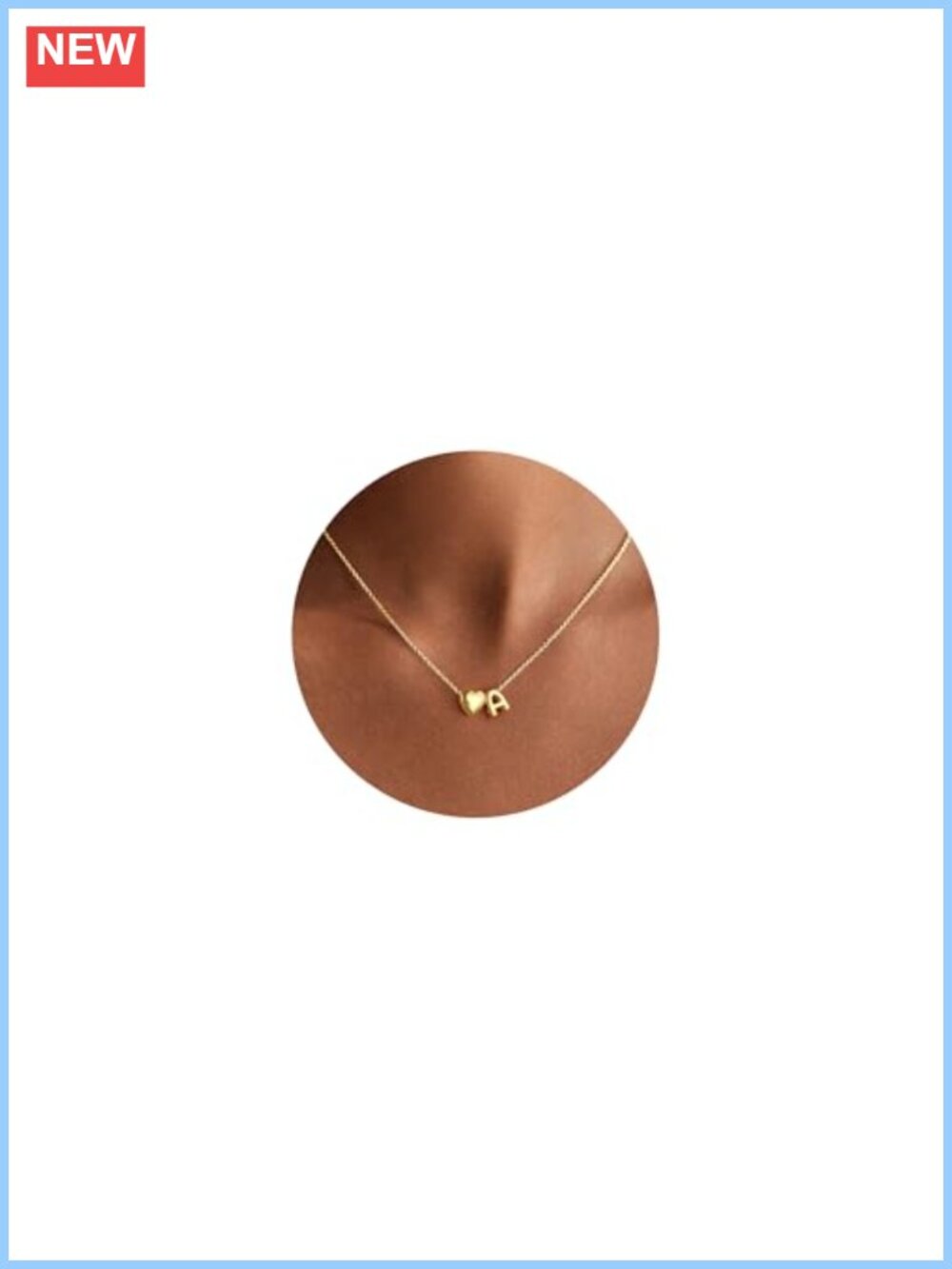 14K Gold Plated Heart Initial Pendant Necklace A-Z Lobster Clasp